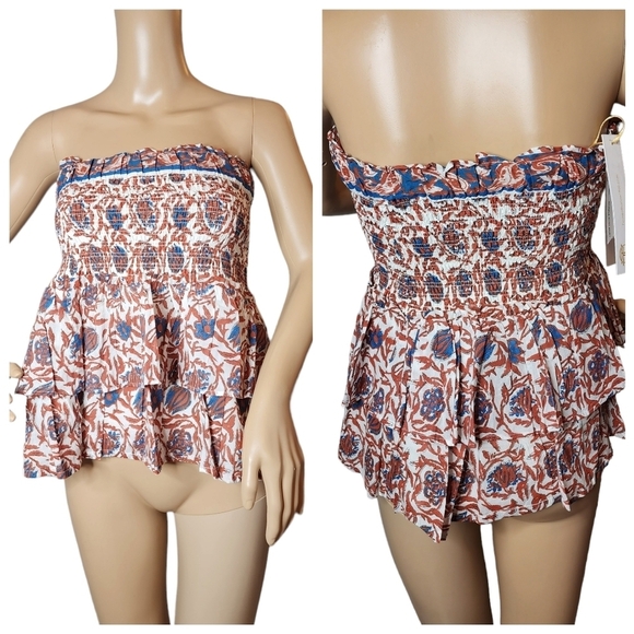 NWT House of Harlow smocked marbled rust skirt. M - Picture 12 of 13